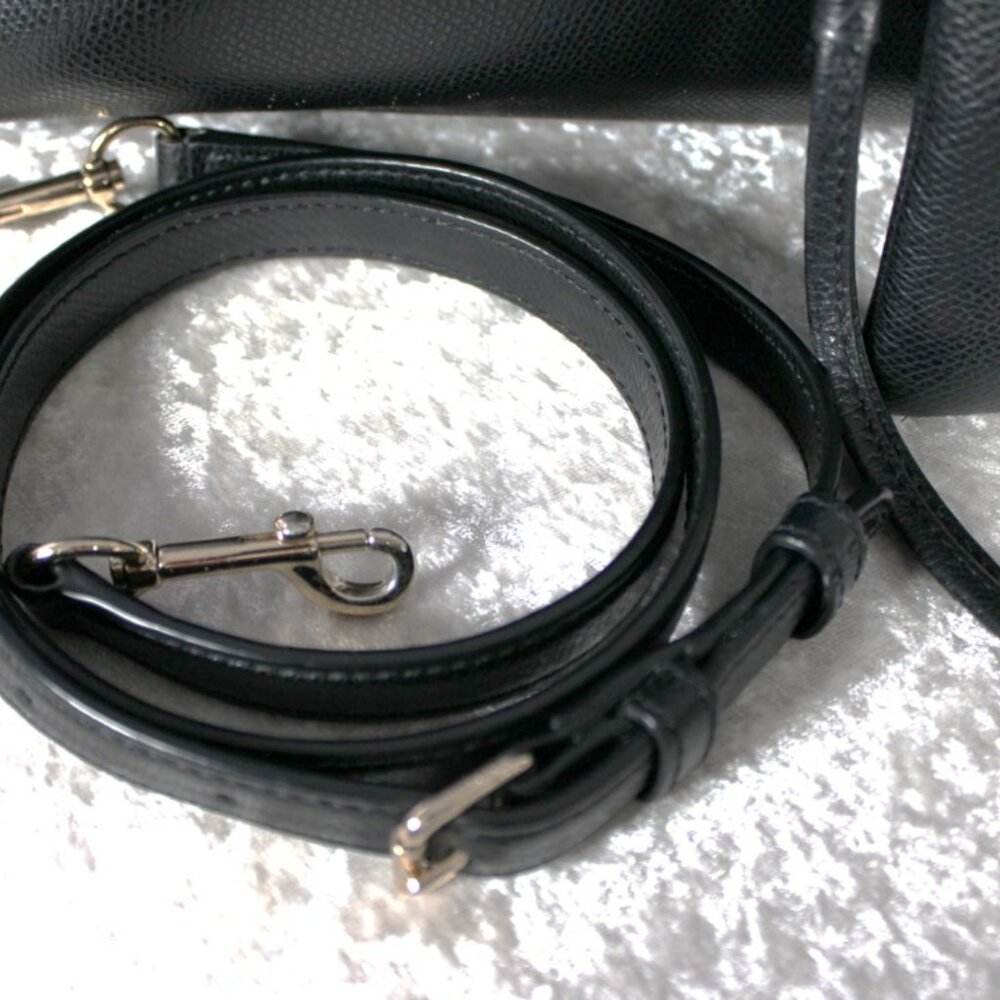 Coach Black Leather Tote with Matching Pouch and Strap - Picture 7 of 16